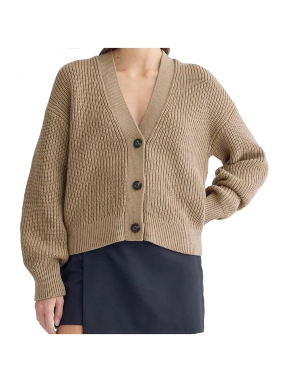 Everlane The Boxy Cardigan in Everyday 100% Organic Cotton Tan Small NWT